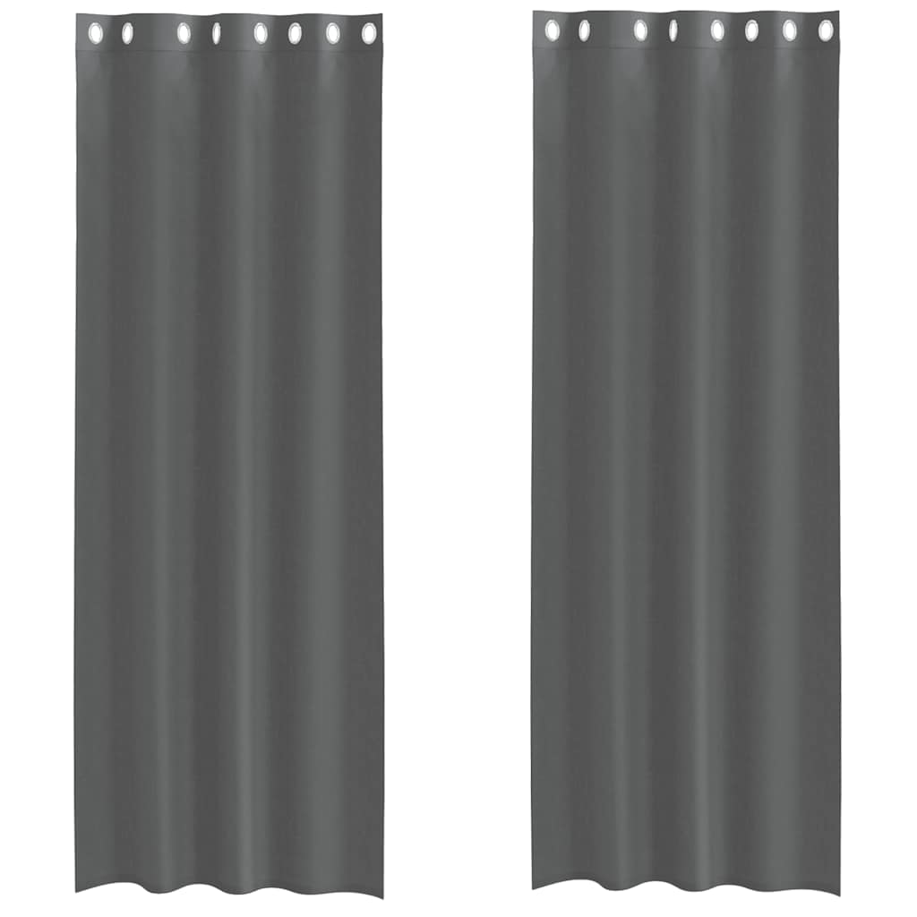 Voile gardiner med genomföringar 2 st mörkgrå 140x300 cm