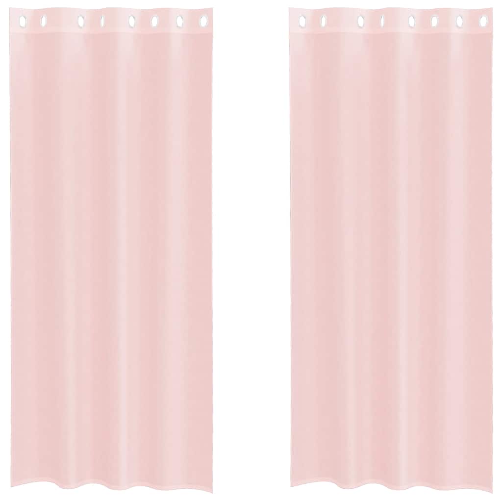 Voile gardiner med genomföringar 2 st ljusrosa 140x245 cm