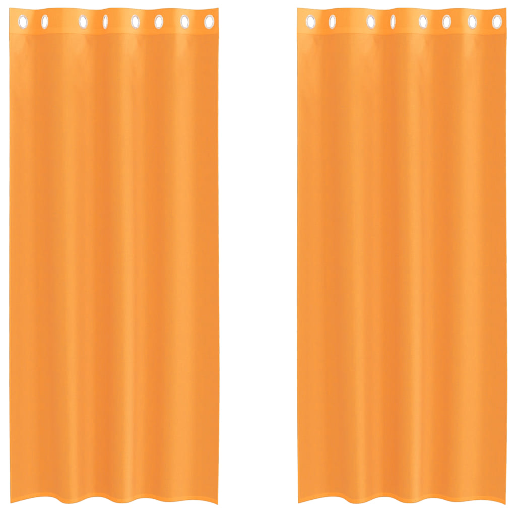 Voile gardiner med genomföringar 2 st orange 140x225 cm