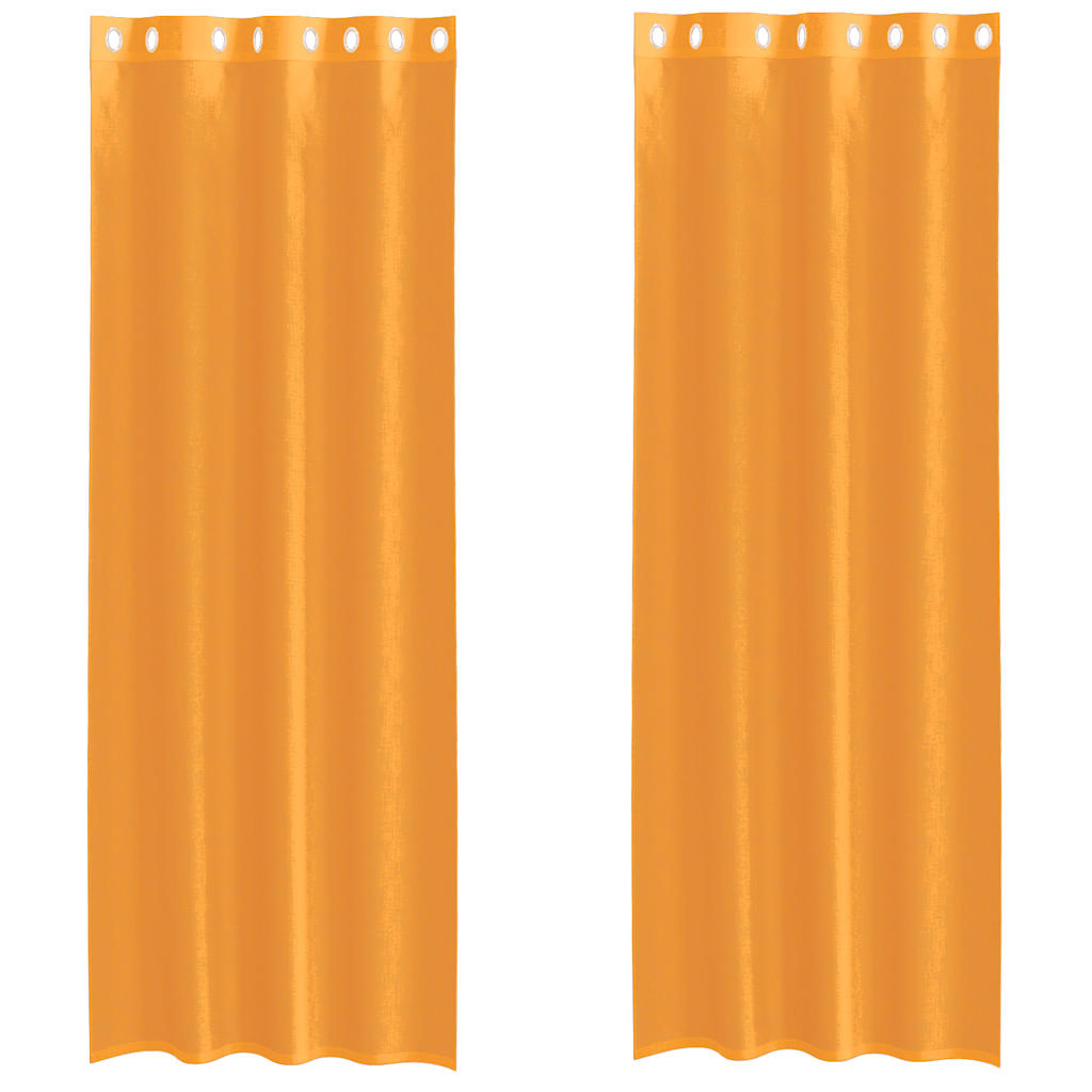 Voile gardiner med genomföringar 2 st orange 140x300 cm