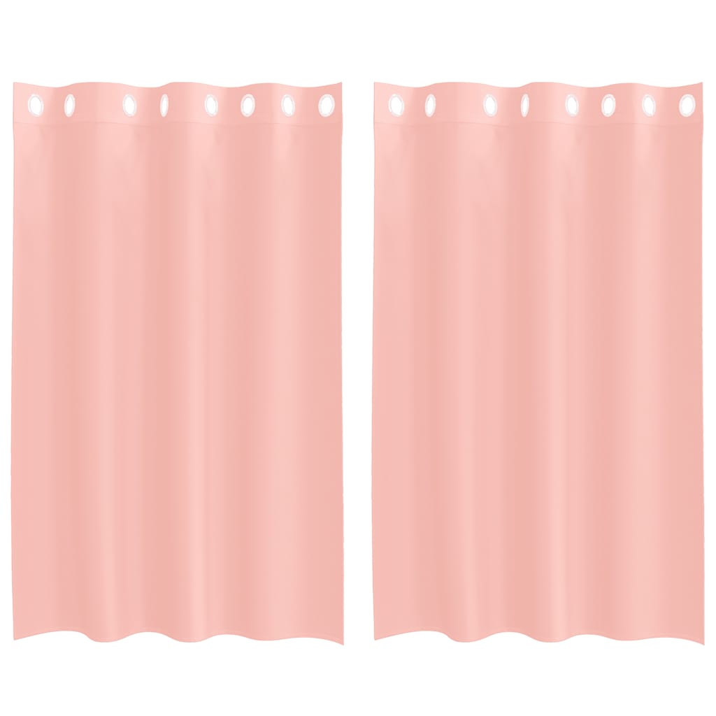 Voile gardiner med genomföringar 2 st rosa 140x175 cm