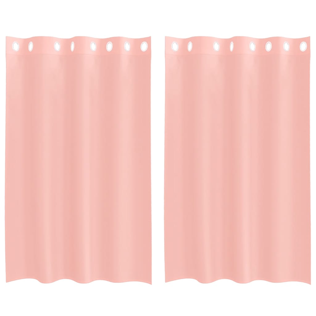 Voile gardiner med genomföringar 2 st rosa 140x175 cm