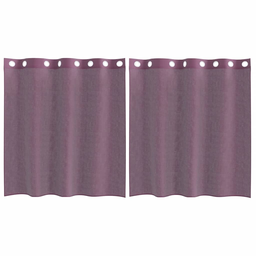 Voile gardiner med genomföringar 2 st lila 140x140 cm