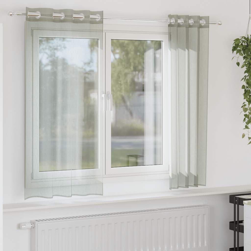 Voile gardiner med genomföringar 2 st ljusgrå 140x140 cm