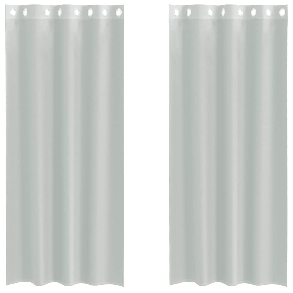 Voile gardiner med genomföringar 2 st ljusgrå 140x225 cm