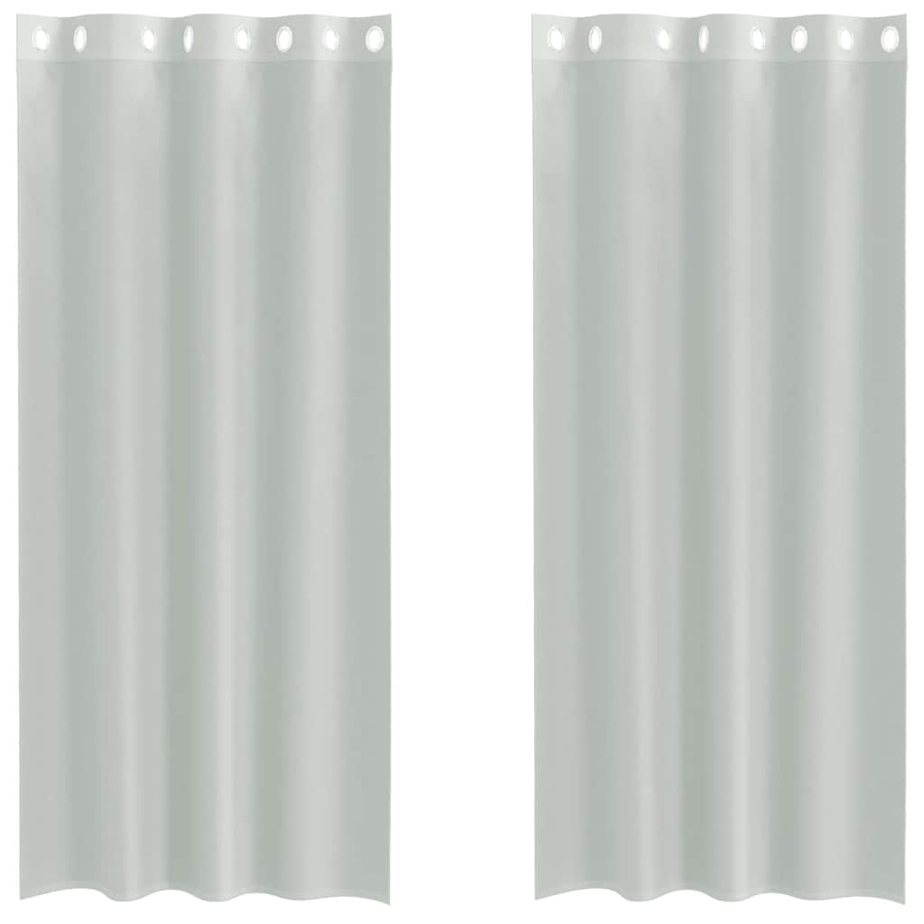 Voile gardiner med genomföringar 2 st ljusgrå 140x245 cm