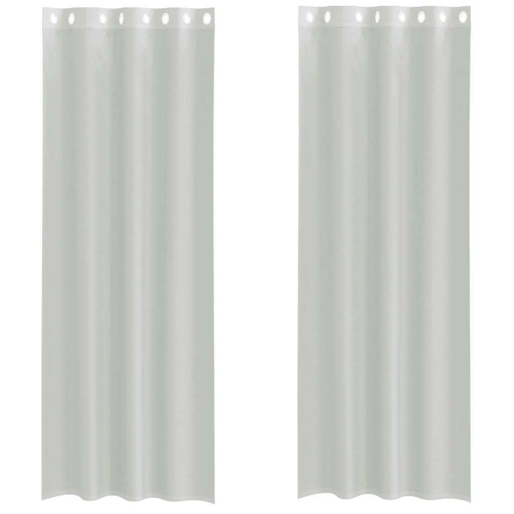 Voile gardiner med genomföringar 2 st ljusgrå 140x260 cm