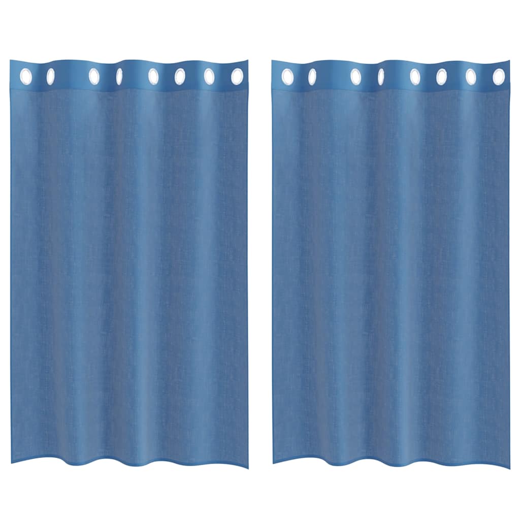 Voile gardiner med genomföringar 2 delar kungsblå