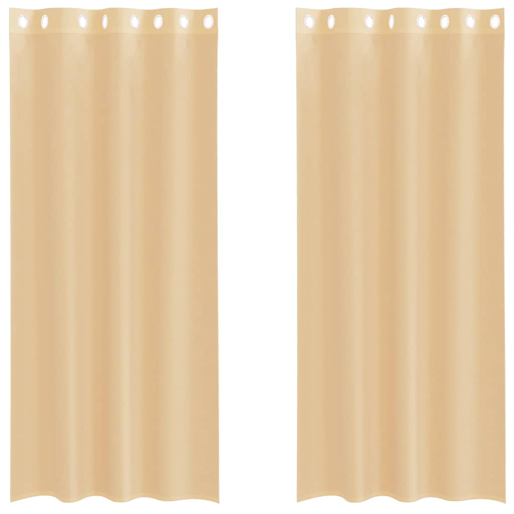 Voile gardiner med genomföringar 2 st sand