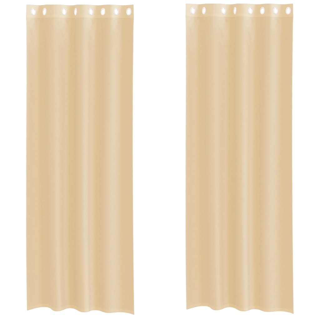 Voile gardiner med genomföringar 2 st sand