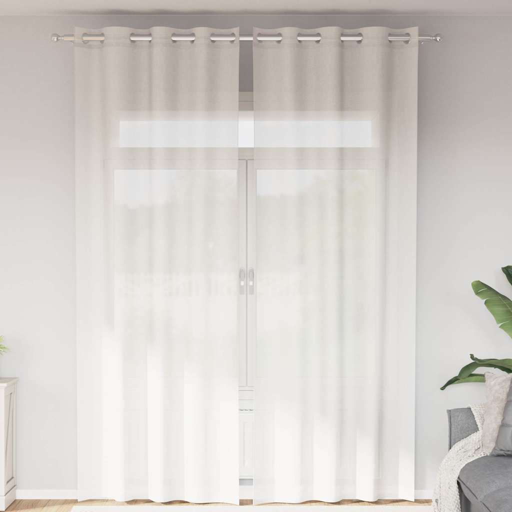 Voile gardiner med genomföringar 2 st vit
