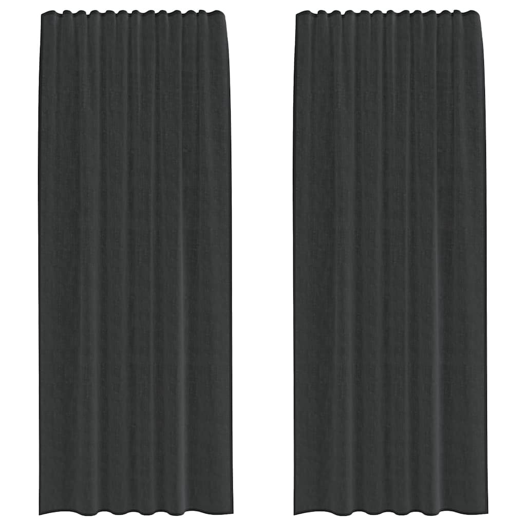 Voile gardiner med stångfickor 2 st svart