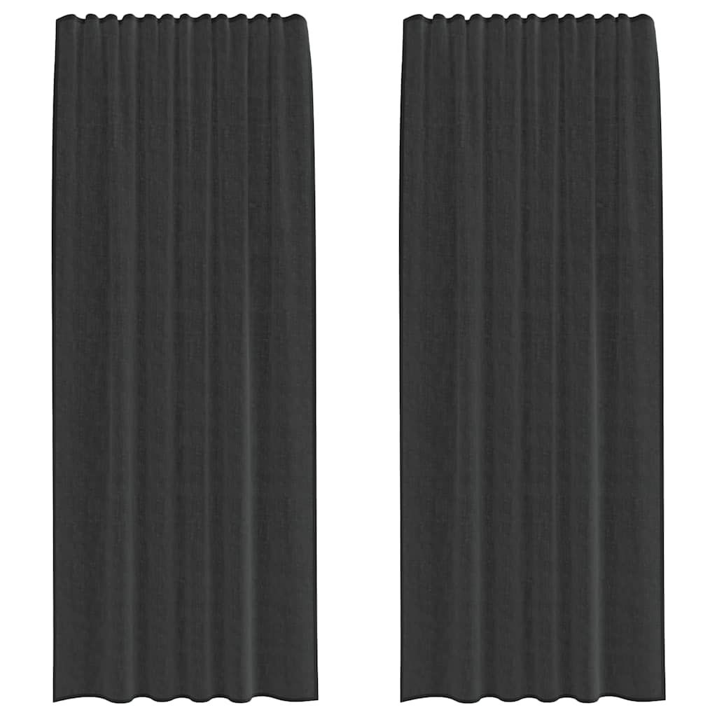 Voile gardiner med stångfickor 2 st svart