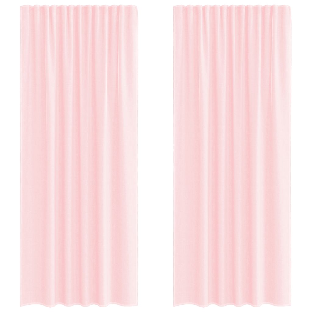 Voile gardiner med stångfickor 2 st ljusrosa