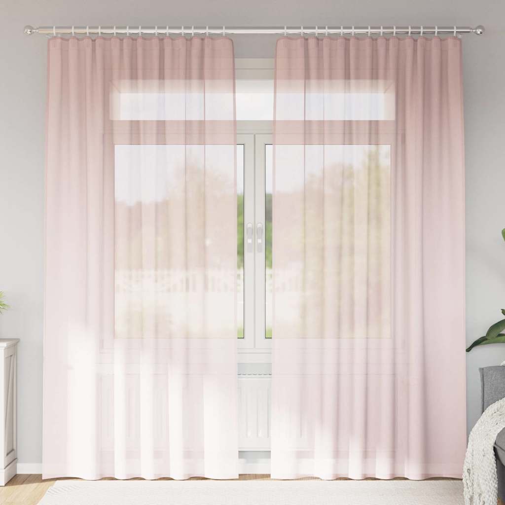 Voile gardiner med stångfickor 2 st ljusrosa