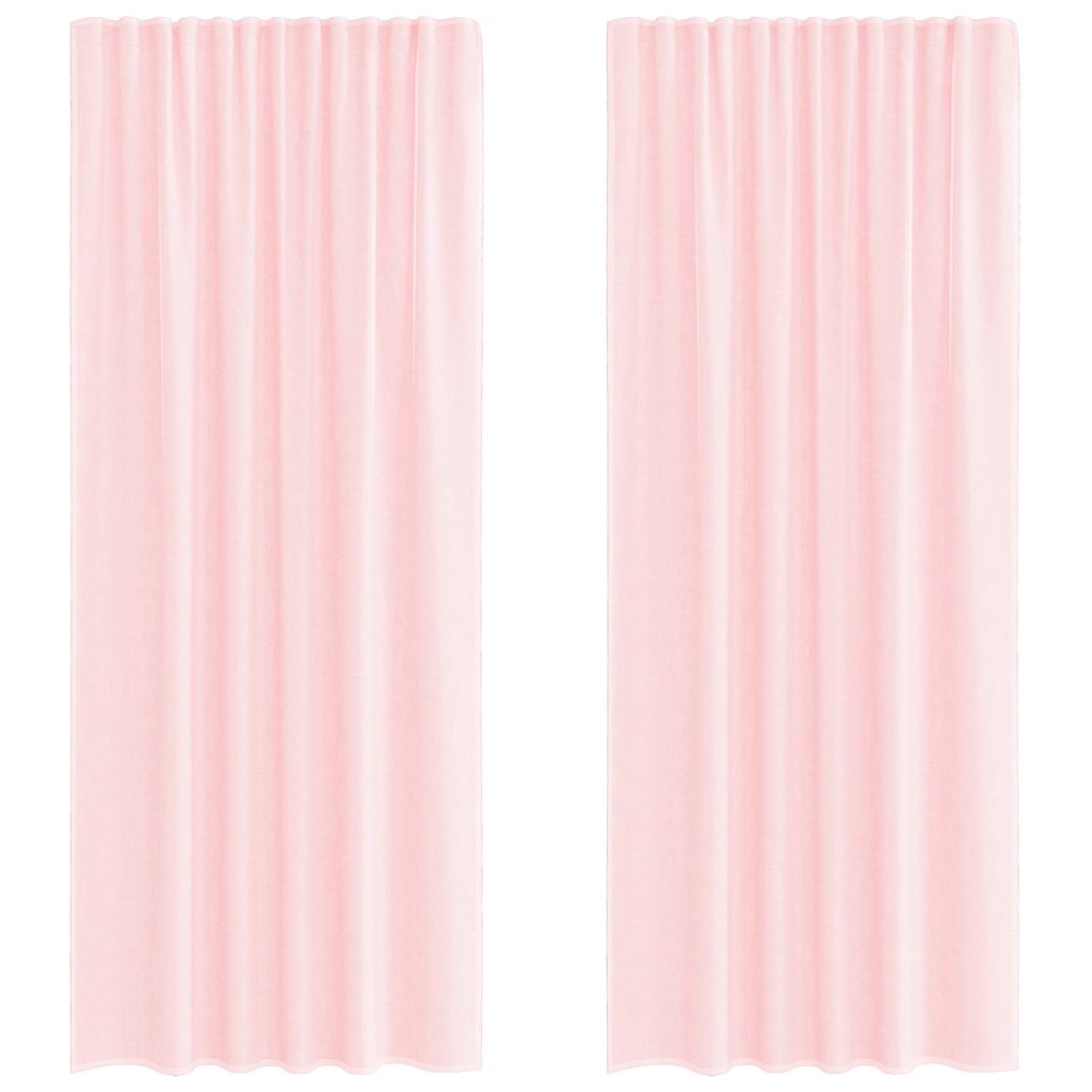 Voile gardiner med stångfickor 2 st ljusrosa