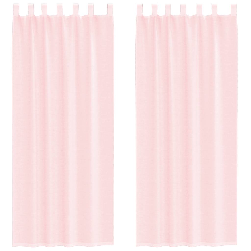 Voile gardiner med stångfickor 2 st ljusrosa