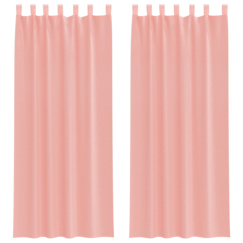 Voile gardiner med stångfickor 2 st rosa