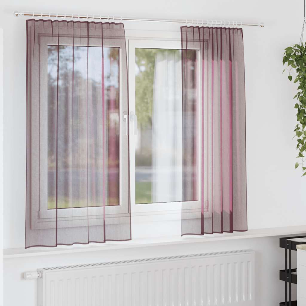 Voile gardiner med stångfickor 2 st lila