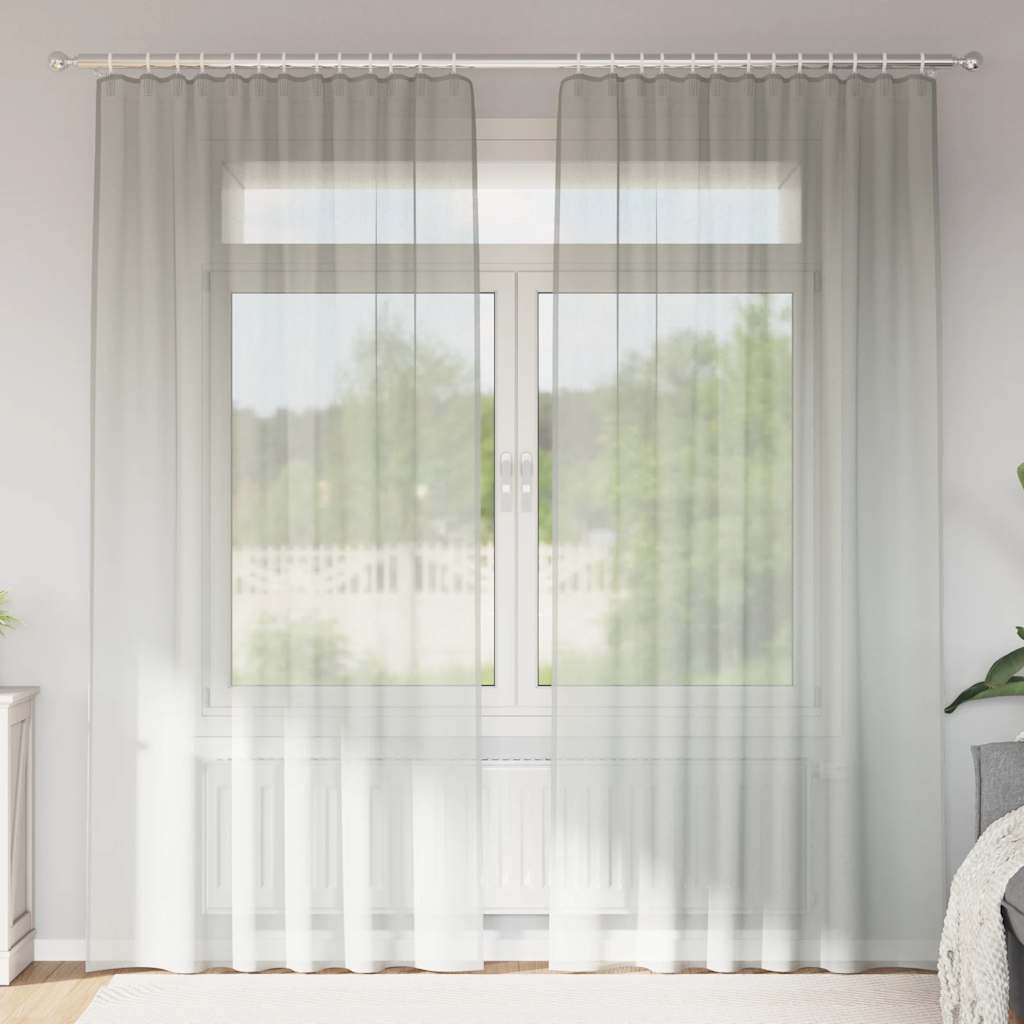 Voile gardiner med stångfickor 2 st ljusgrå