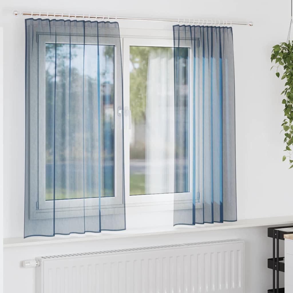 Voile gardiner med stångfickor 2 st kungsblå