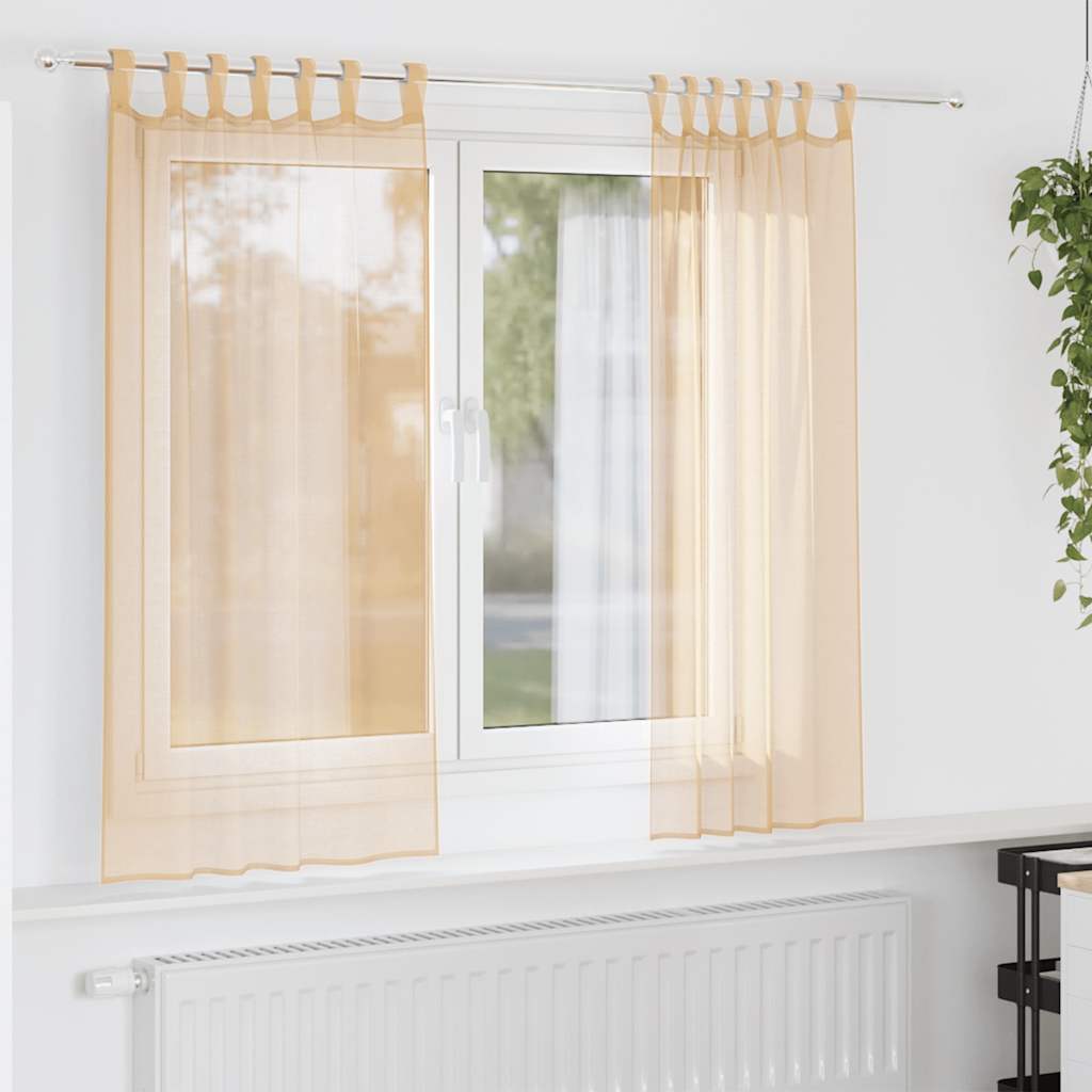 Voile gardiner med stångfickor 2 st sand