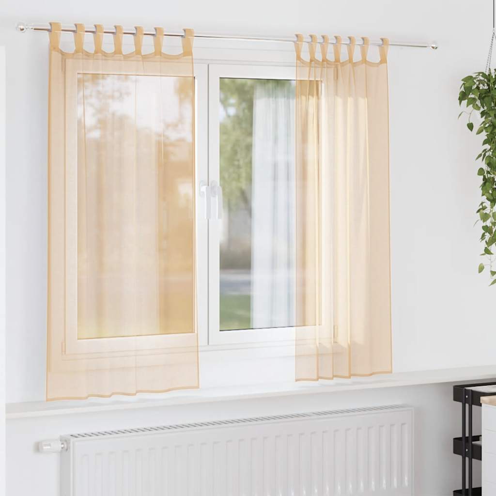 Voile gardiner med stångfickor 2 st sand