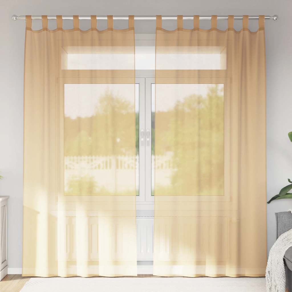 Voile gardiner med stångfickor 2 st sand
