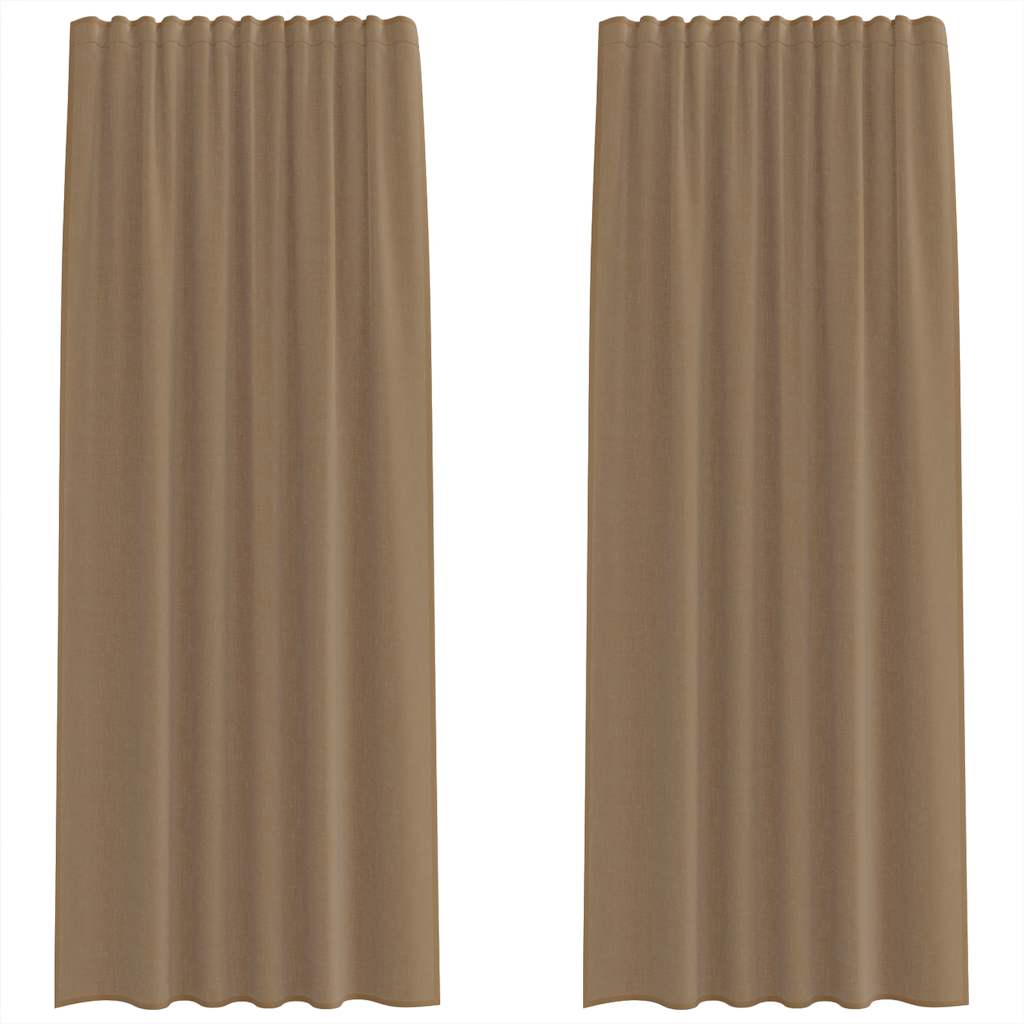 Voile gardiner med stångfickor 2 st ljusbrun
