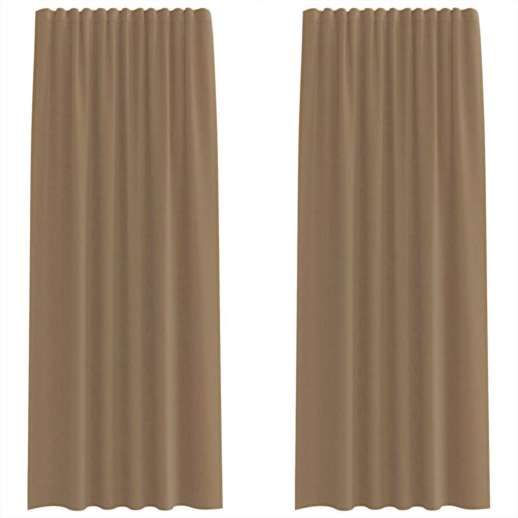 Voile gardiner med stångfickor 2 st ljusbrun