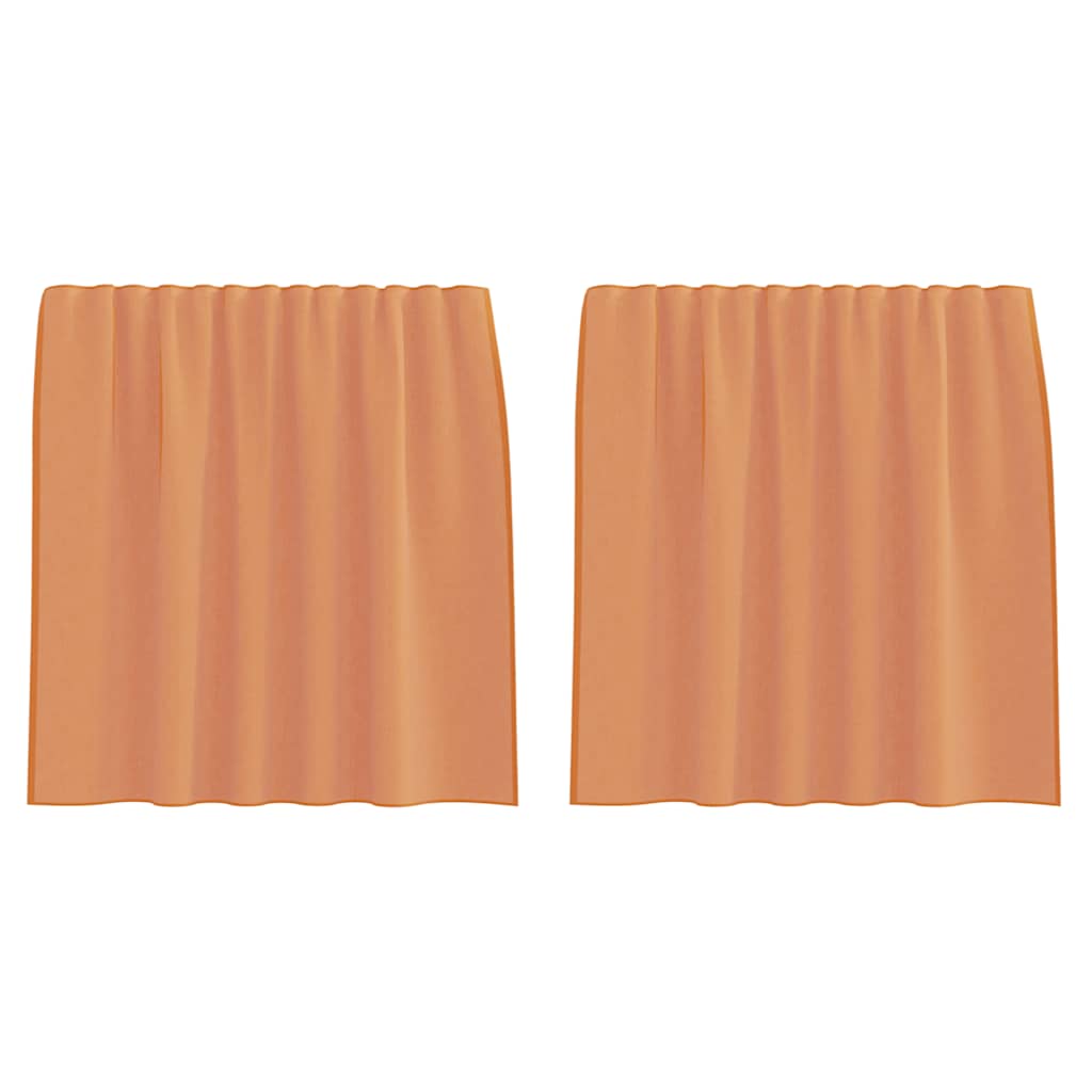 Voile gardiner med stångfickor 2 st terrakotta