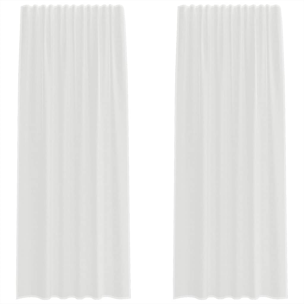 Voile gardiner med stångfickor 2 st vit