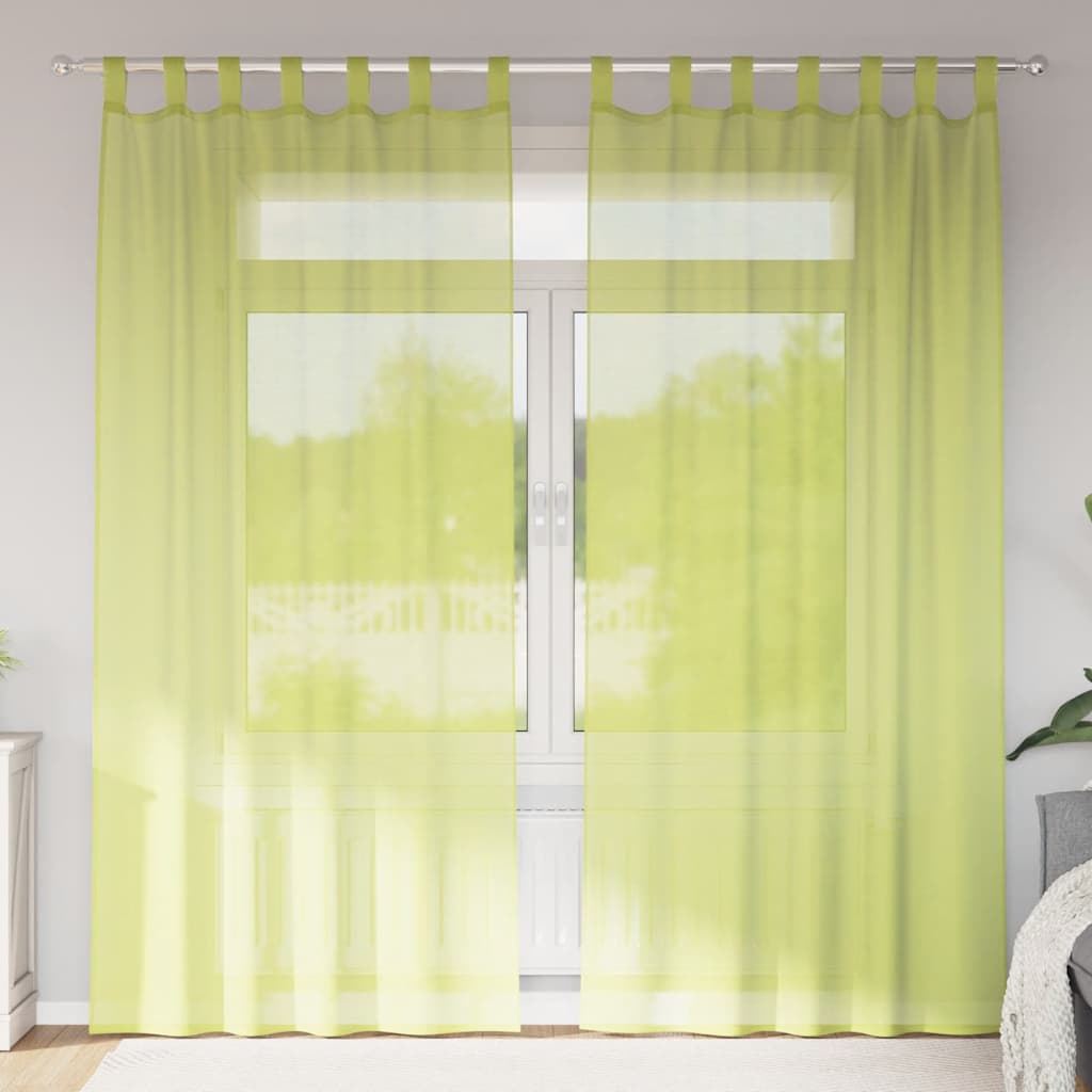 Voile gardiner med fliktopp 2 st äppelgrön