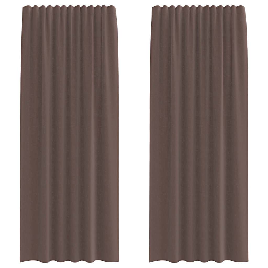 Voile gardiner med fliktopp 2 st brun