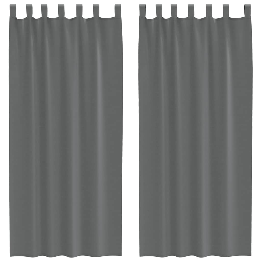 Voile gardiner med öglor 2 st mörkgrå 140x225 cm