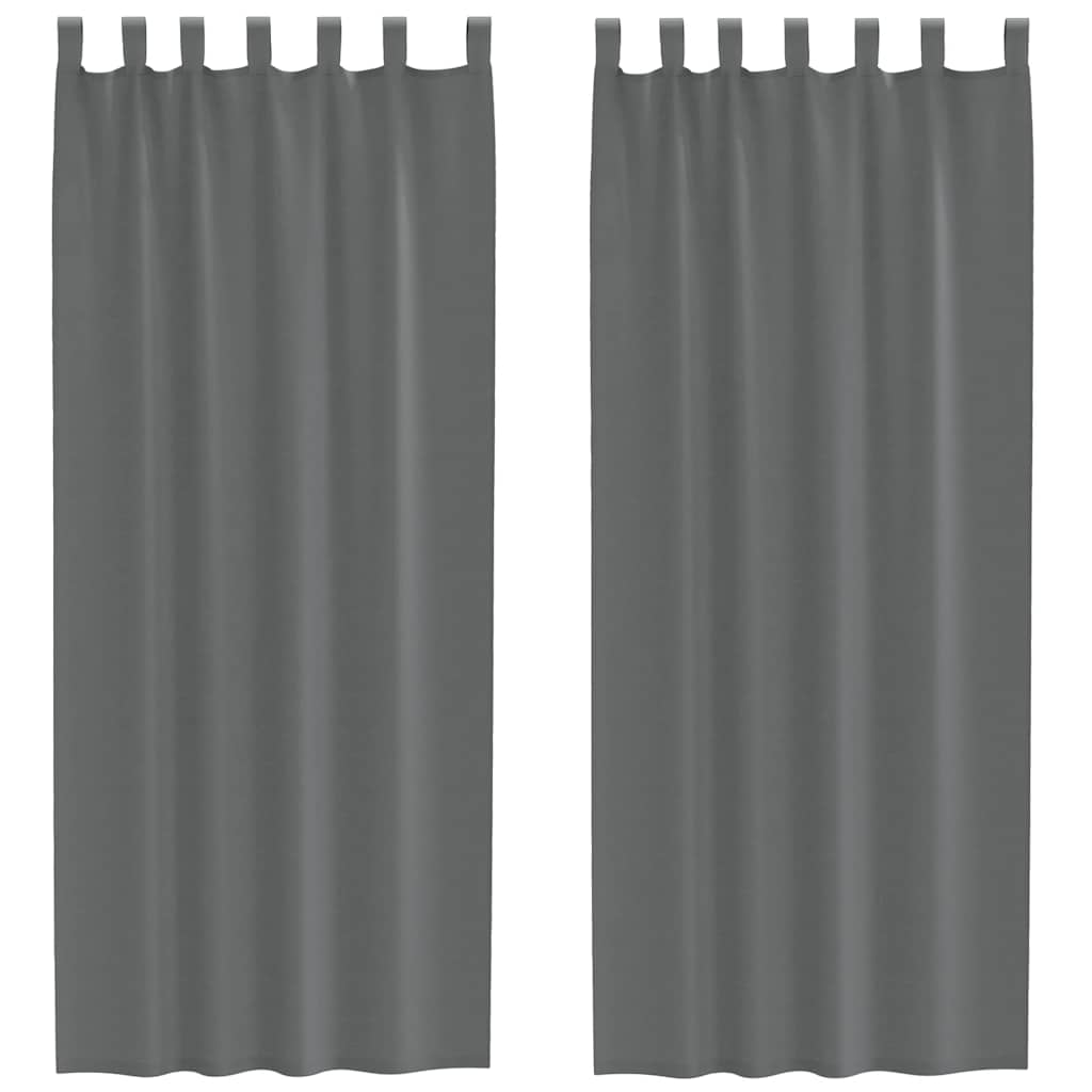 Voile gardiner med öglor 2 st mörkgrå 140x260 cm