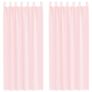 Voile gardiner med öglor 2 st ljusrosa 140x225 cm