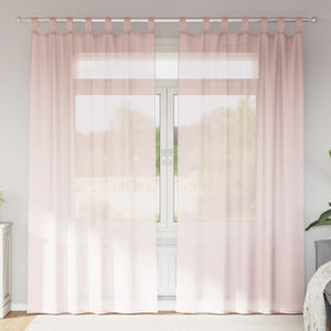 Voile gardiner med öglor 2 st ljusrosa 140x225 cm
