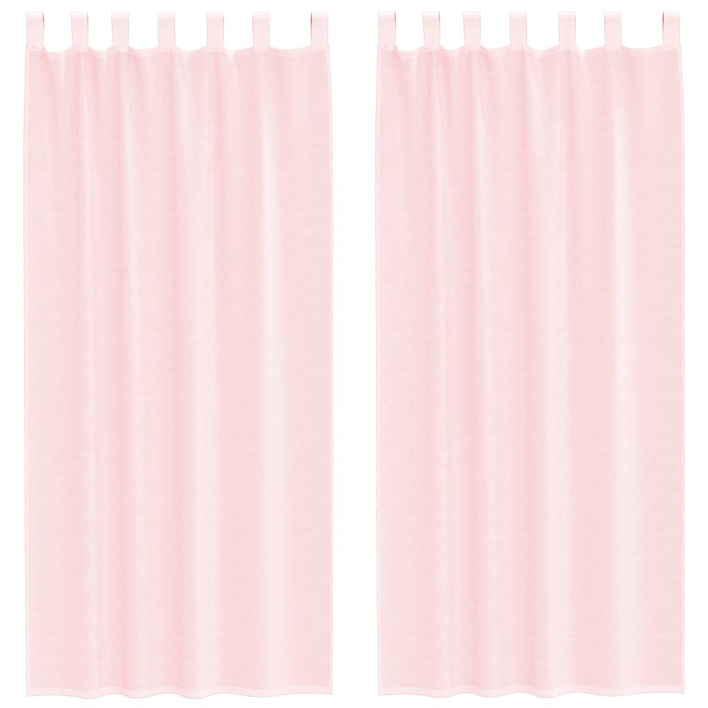 Voile gardiner med öglor 2 st ljusrosa 140x245 cm