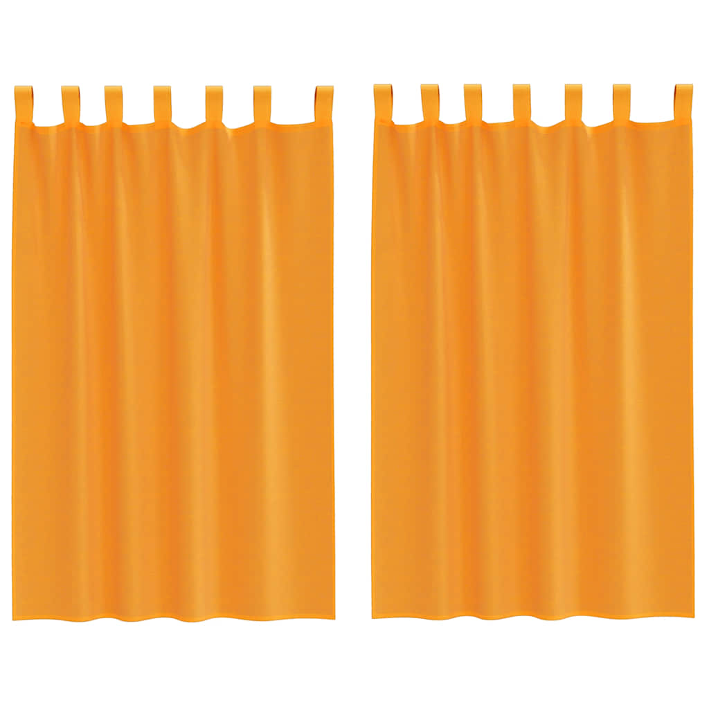 Voile gardiner med öglor 2 st orange 140x175 cm