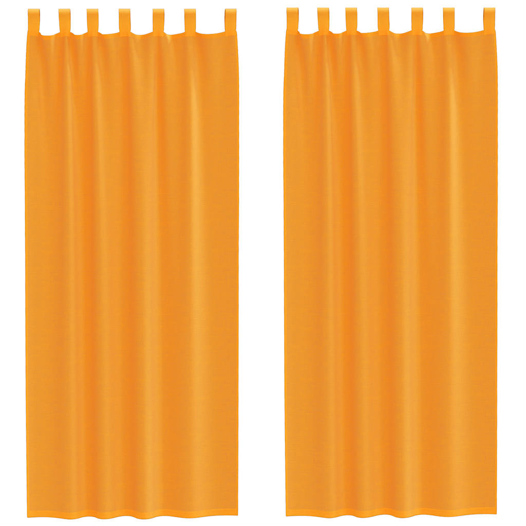 Voile gardiner med öglor 2 st orange 140x260 cm