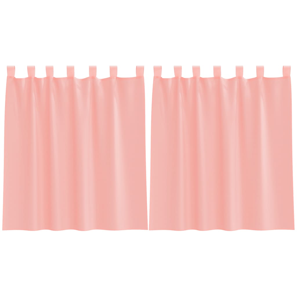 Voile gardiner med öglor 2 st rosa 140x140 cm