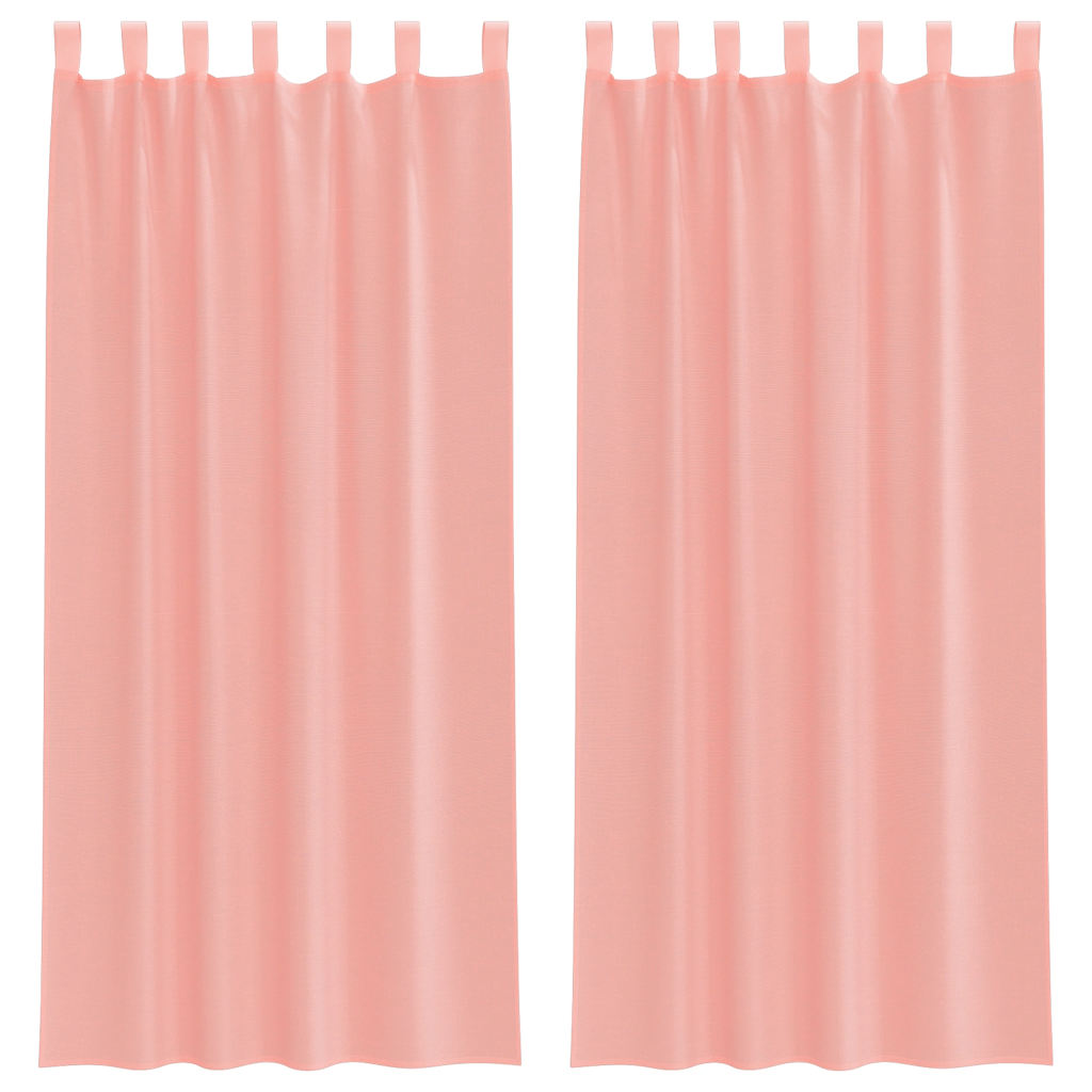 Voile gardiner med öglor 2 st rosa 140x245 cm