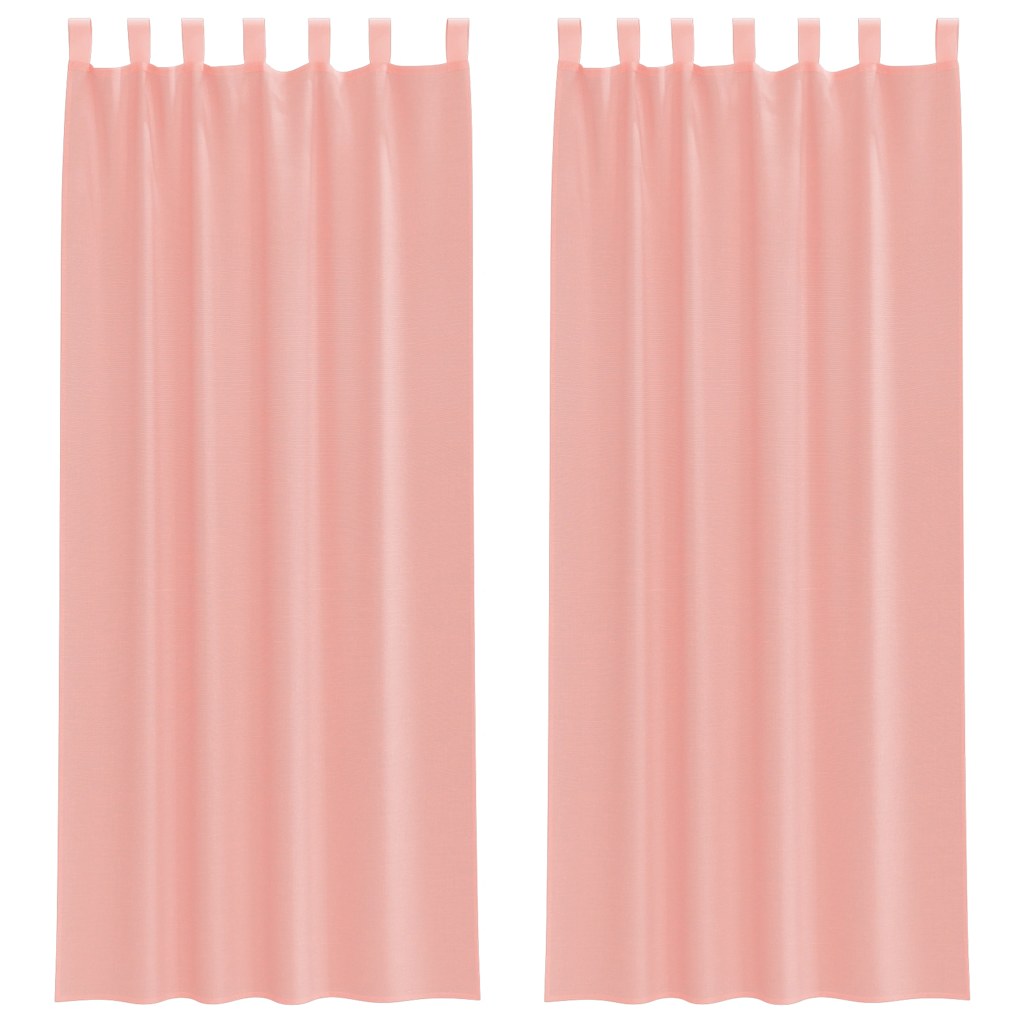 Voile gardiner med öglor 2 st rosa 140x260 cm