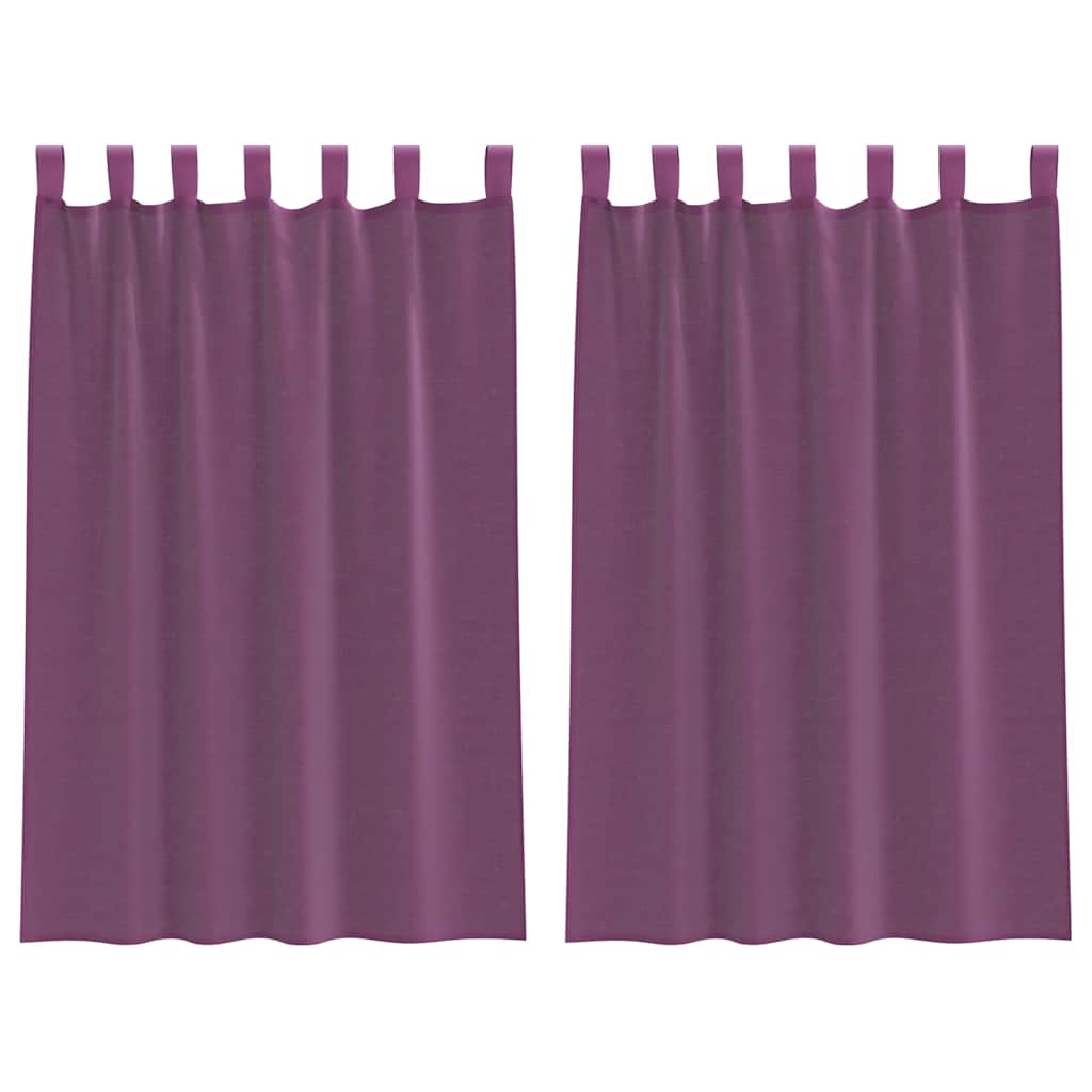Voile gardiner med öglor 2 st lila 140x175 cm