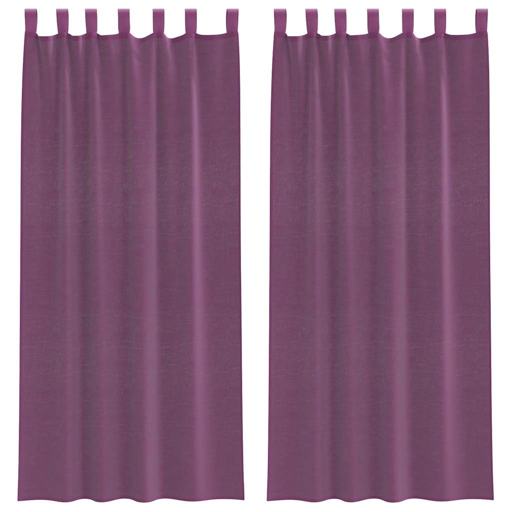 Voile gardiner med öglor 2 st lila 140x225 cm