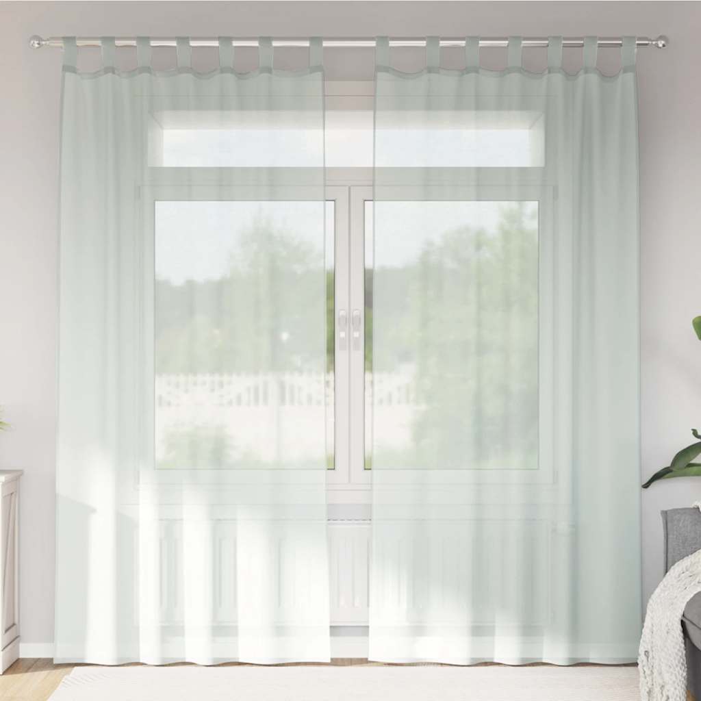 Voile gardiner med öglor 2 st ljusgrå 140x245 cm