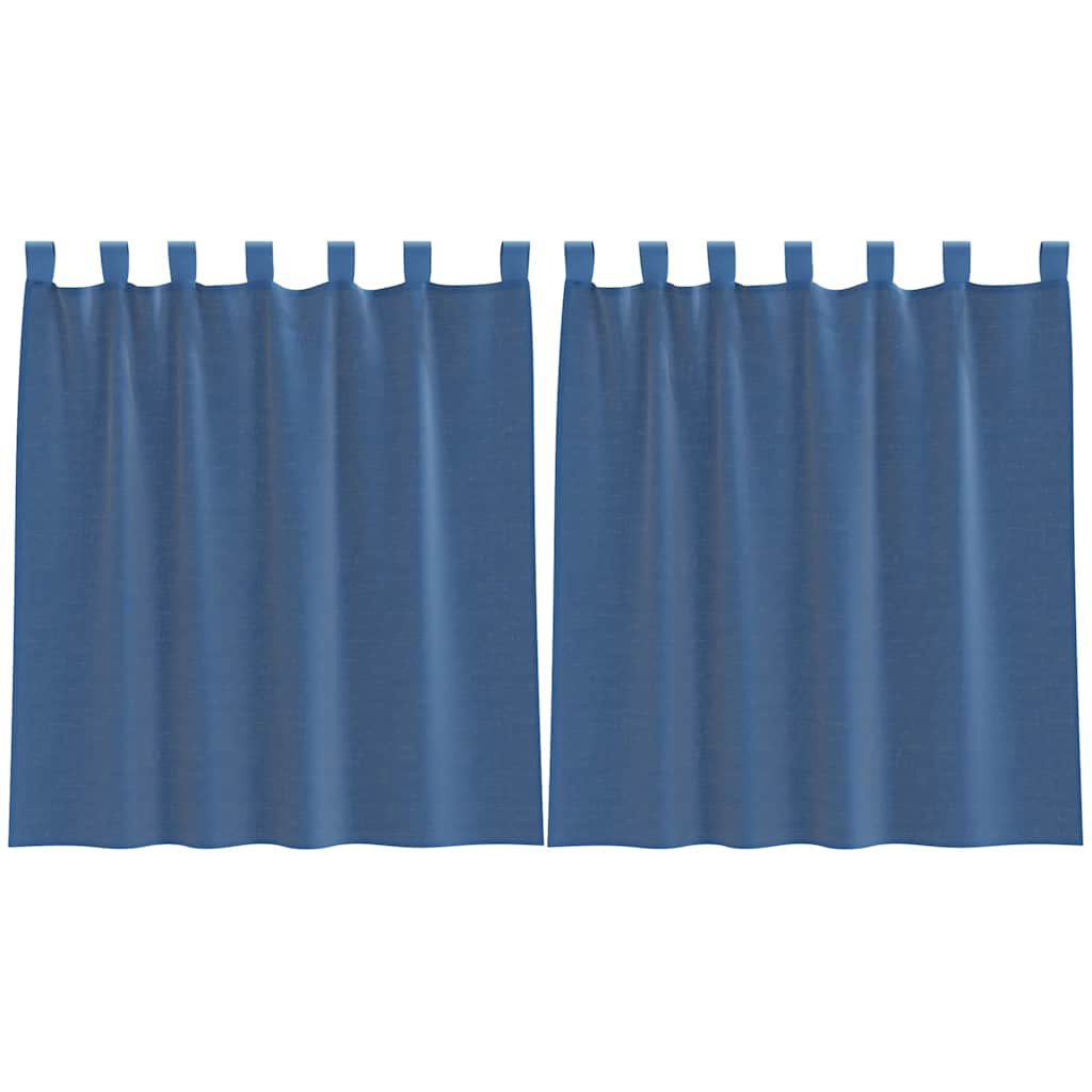 Voile gardiner med öglor 2 st kungsblå 140x140 cm