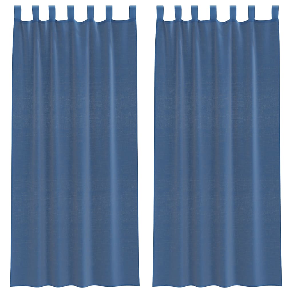Voile gardiner med öglor 2 st kungsblå 140x225 cm