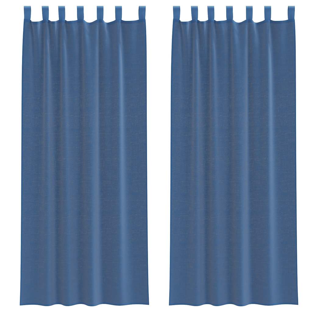 Voile gardiner med öglor 2 st kungsblå 140x260 cm